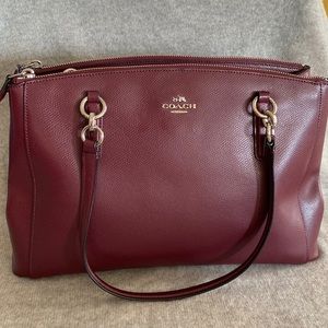 COACH Christie Carryall in crossgrain Leather COACH F36606 Silver/Burgundy